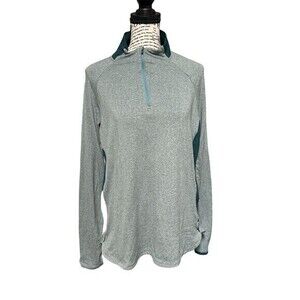 REI Co-op Sweatshirt Womens XL Green Gray 1/4 Zip Pullover Baselayer Long Sleeve